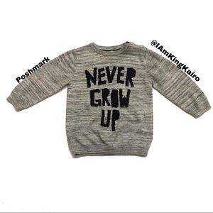 H&M 12m-18m Never Grow Up Sweater